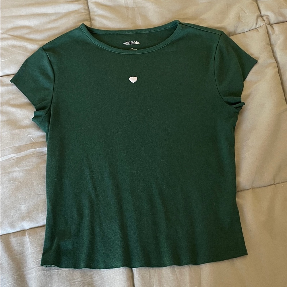 Deep Green Wild Fable Tee with White Heart